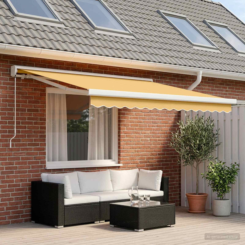 Copertină retractabilă Nisipiu 350 x 250 cm Pânză și Aluminiu