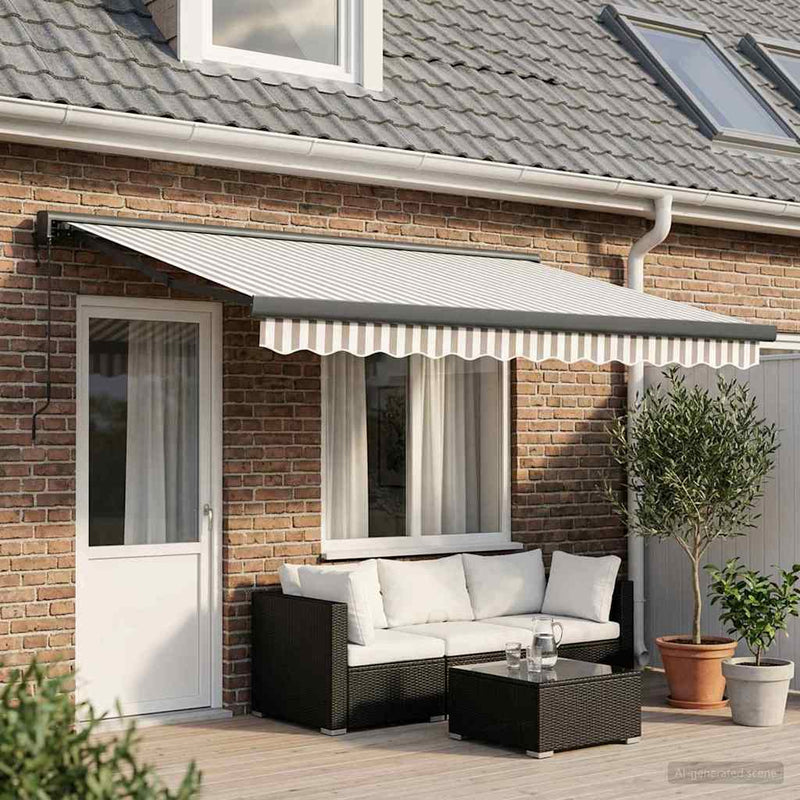 Copertină retractabilă Gri deschis și alb. 450 × 300 cm