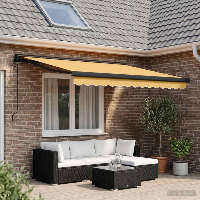 Copertină retractabilă Nisipiu 400 × 300 cm Stofă și Metal
