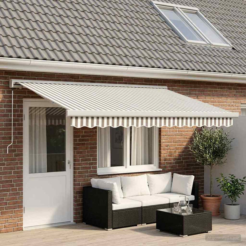 Copertină retractabilă Gri deschis și alb. 500 × 300 cm