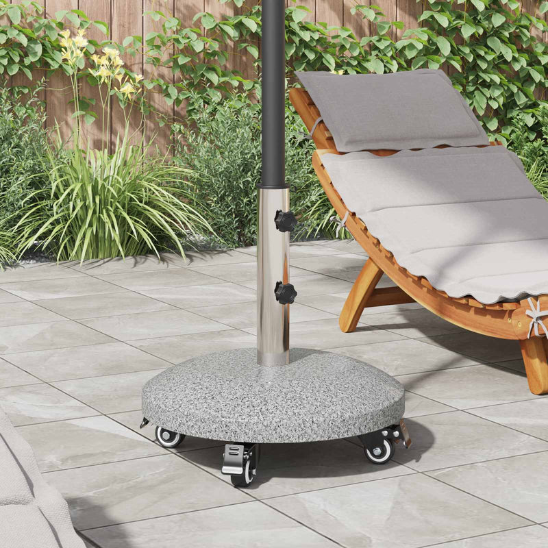 Bază de parasol din granit cu roți pentru stâlp de 4-5 cm Gri