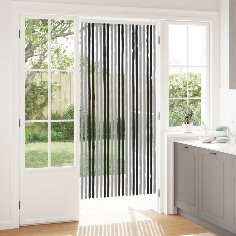 Perdea pentru insecte din chenille Gri și negru 90 x 200 cm