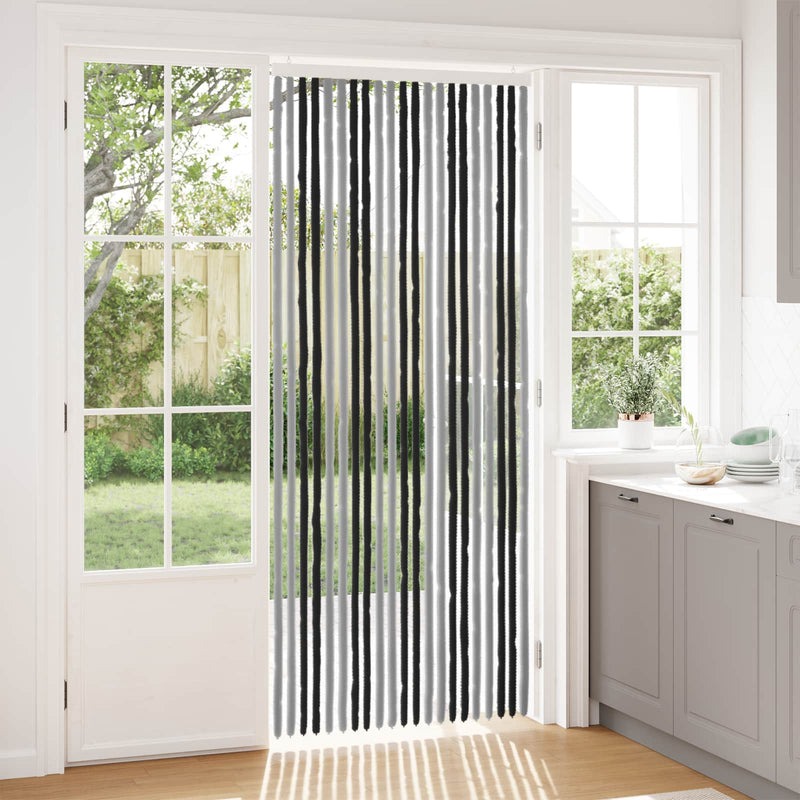 Perdea pentru insecte din chenille Gri și negru 90 x 220 cm