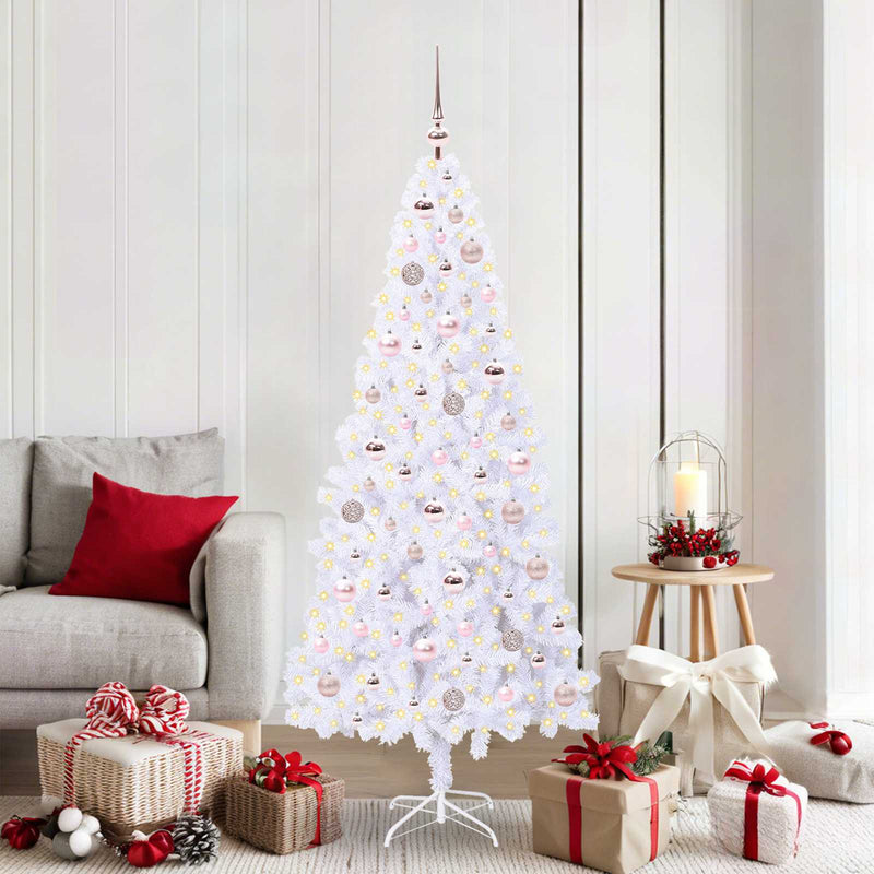 Brad de Crăciun artificial cu 300 LED Alb 180 cm PVC și Oțel