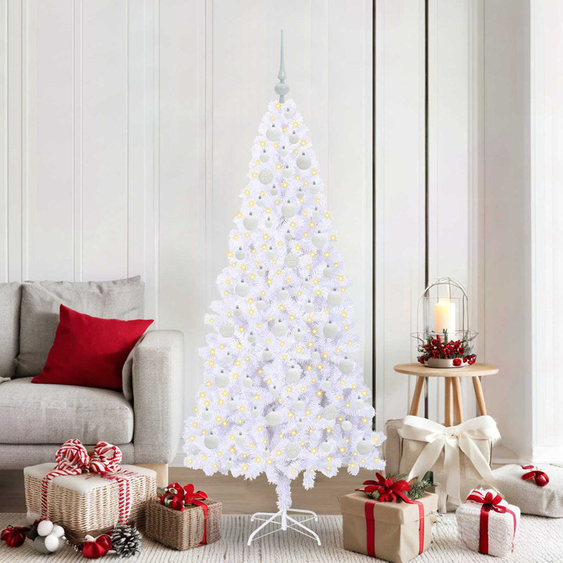 Brad de Crăciun artificial cu 300 LED Alb 180 cm PVC și Oțel