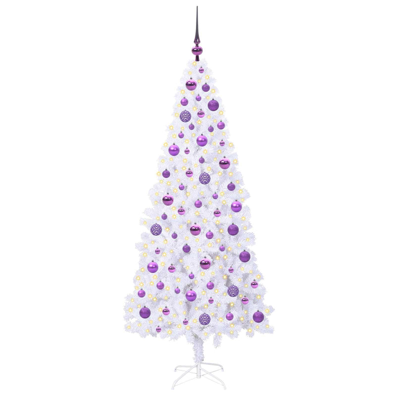 Brad de Crăciun artificial cu 300 LED Alb 180 cm PVC și Oțel