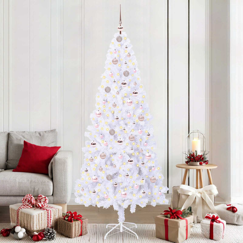 Brad de Crăciun artificial cu 300 LED Alb 210 cm PVC și Oțel