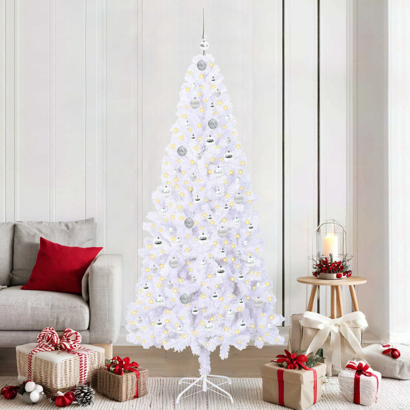 Brad de Crăciun artificial cu 300 LED Alb 210 cm PVC și Oțel