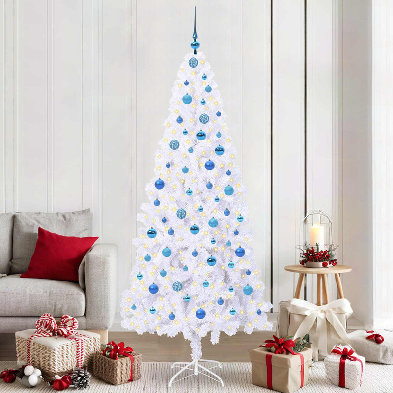 Brad de Crăciun artificial cu 300 LED Alb 210 cm PVC și Oțel