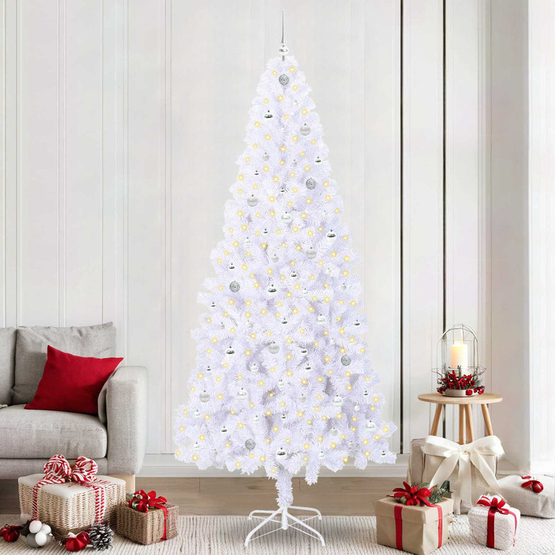 Brad de Crăciun artificial cu 300 LED Alb 240 cm PVC și Oțel