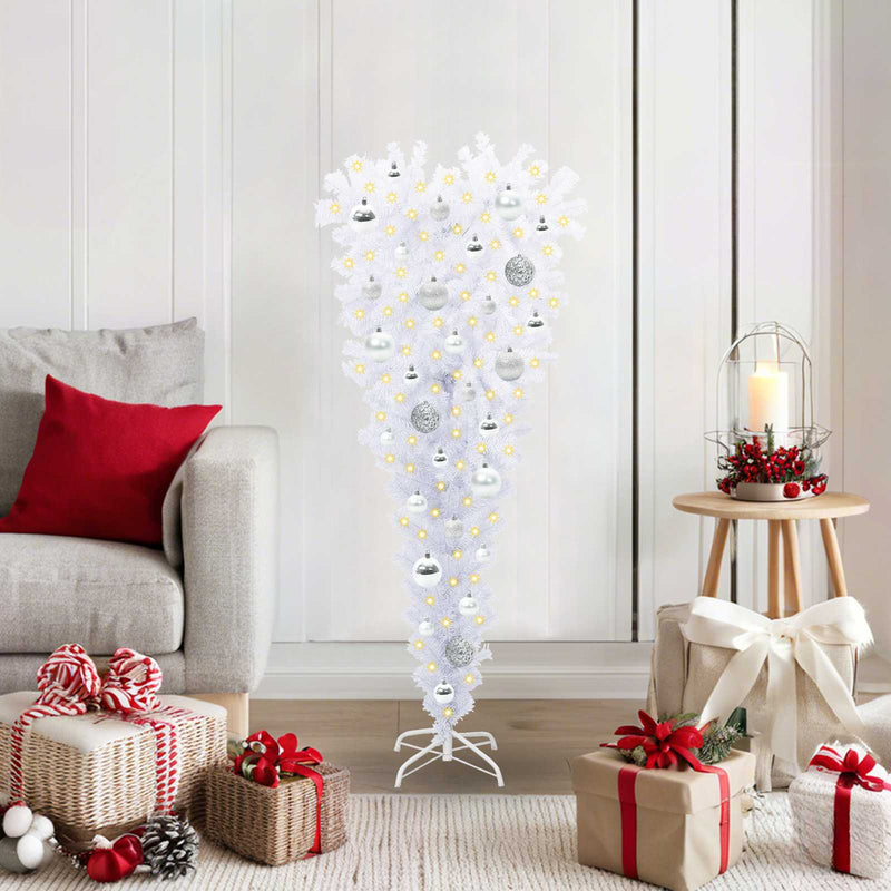 Brad de Crăciun artificial cu 150 LED Alb 120 cm PVC și Oțel