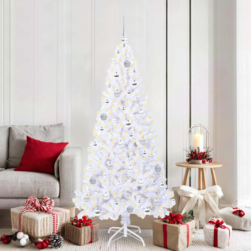Brad de Crăciun artificial cu 300 LED Alb 180 cm PVC și Oțel
