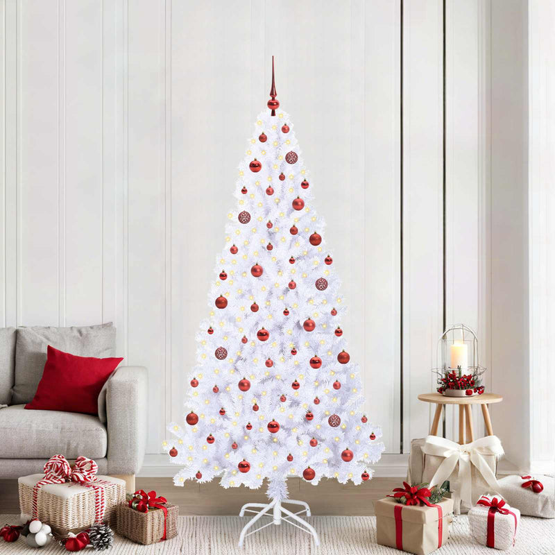Brad de Crăciun artificial cu 300 LED Alb 210 cm PVC și Oțel