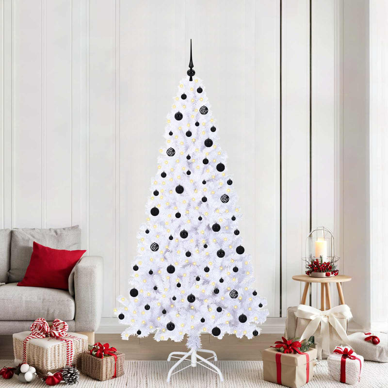 Brad de Crăciun artificial cu 300 LED Alb 210 cm PVC și Oțel