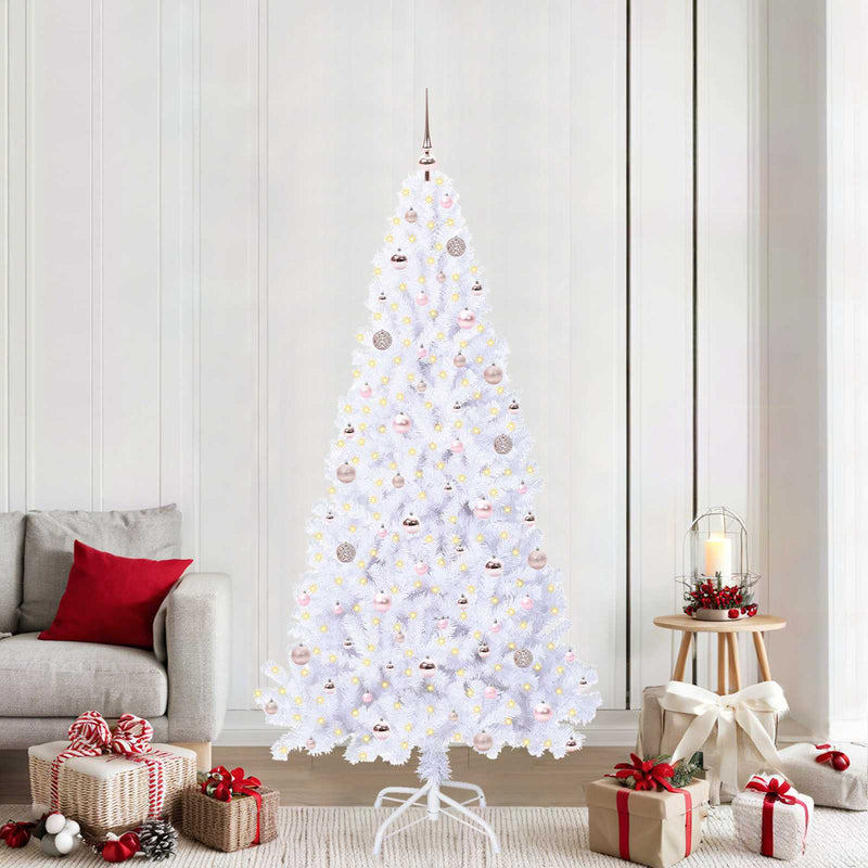Brad de Crăciun artificial cu 300 LED Alb 210 cm PVC și Oțel