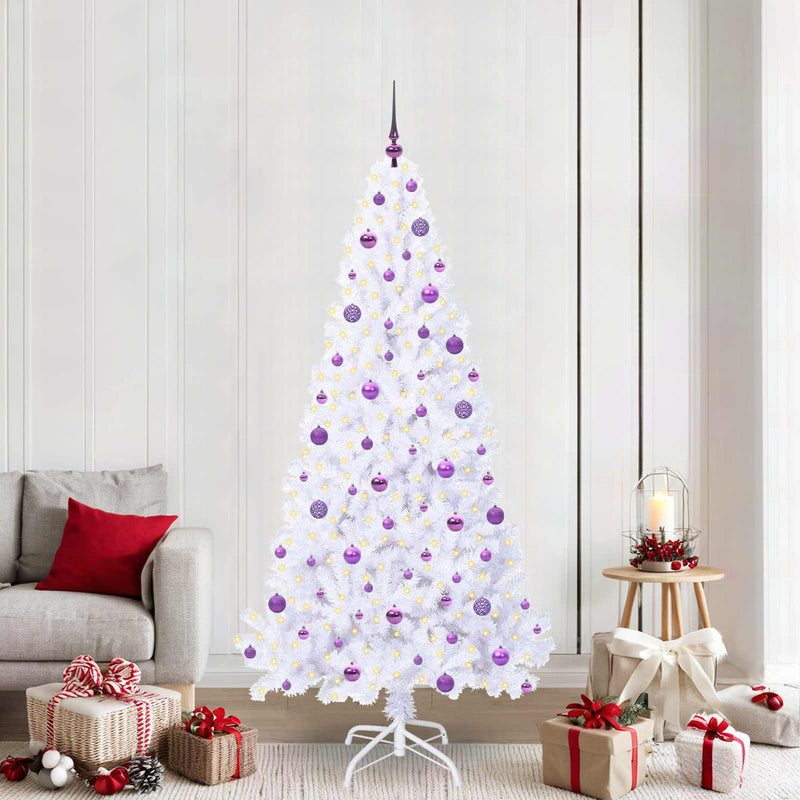 Brad de Crăciun artificial cu 300 LED Alb 210 cm PVC și Oțel