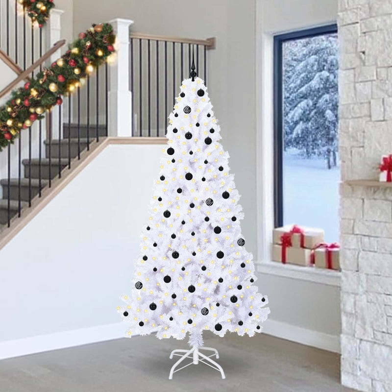 Brad de Crăciun artificial cu 300 LED Alb 240 cm PVC și Oțel