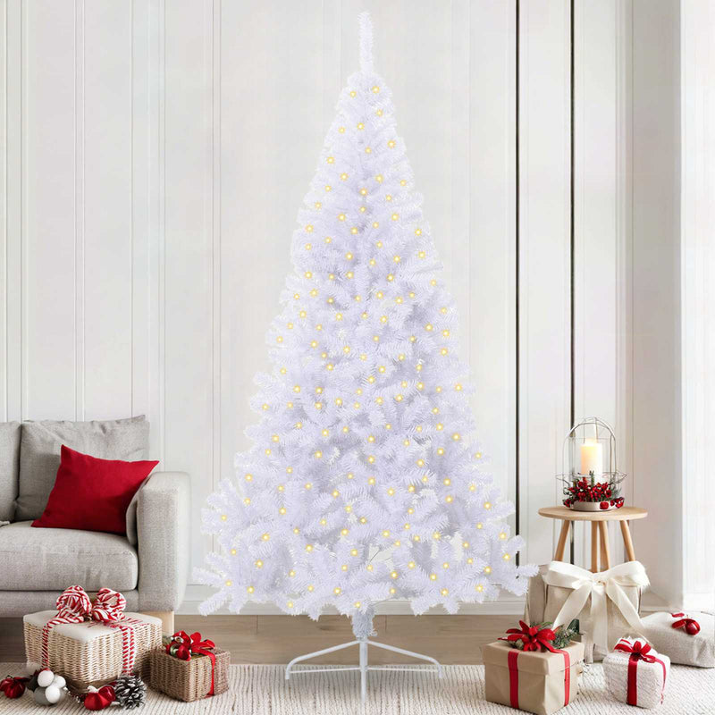 Brad de Crăciun artificial cu 300 LED Alb 240 cm PVC și Oțel
