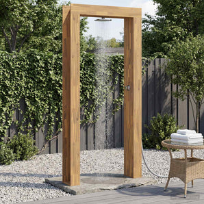Duș exterior 226 cm Lemn masiv de acacia și oțel inoxidabil Alb