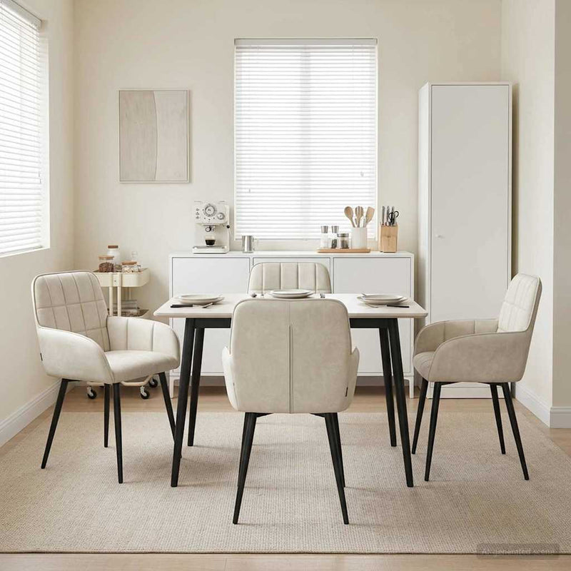 Scaune de dining 4 buc. Catifea Crem 56.5 x 50 x 85 cm