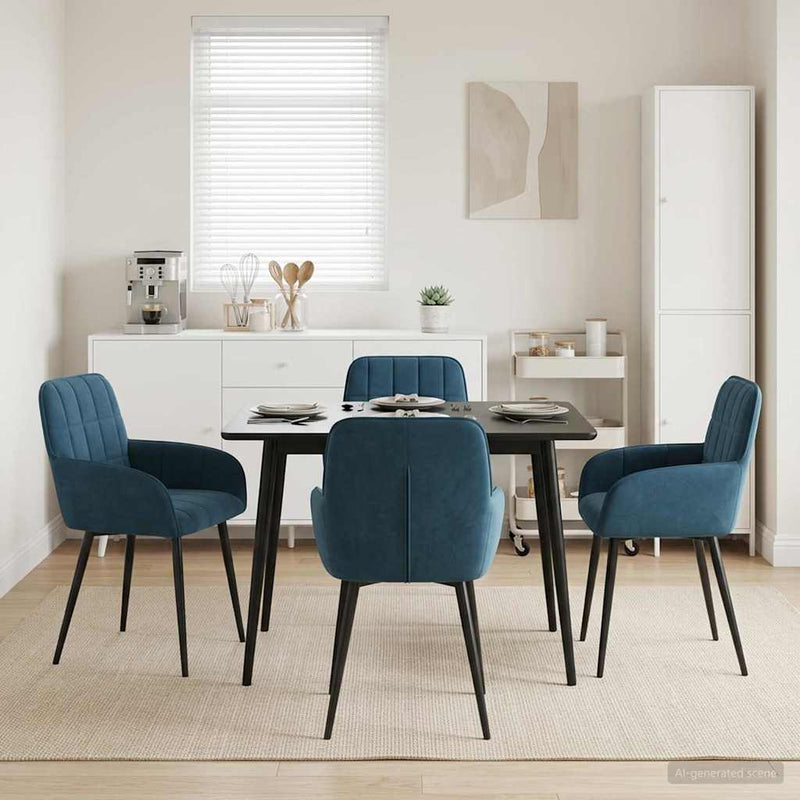 Scaune de dining 4 buc. Catifea albastru 56.5 x 50 x 85 cm