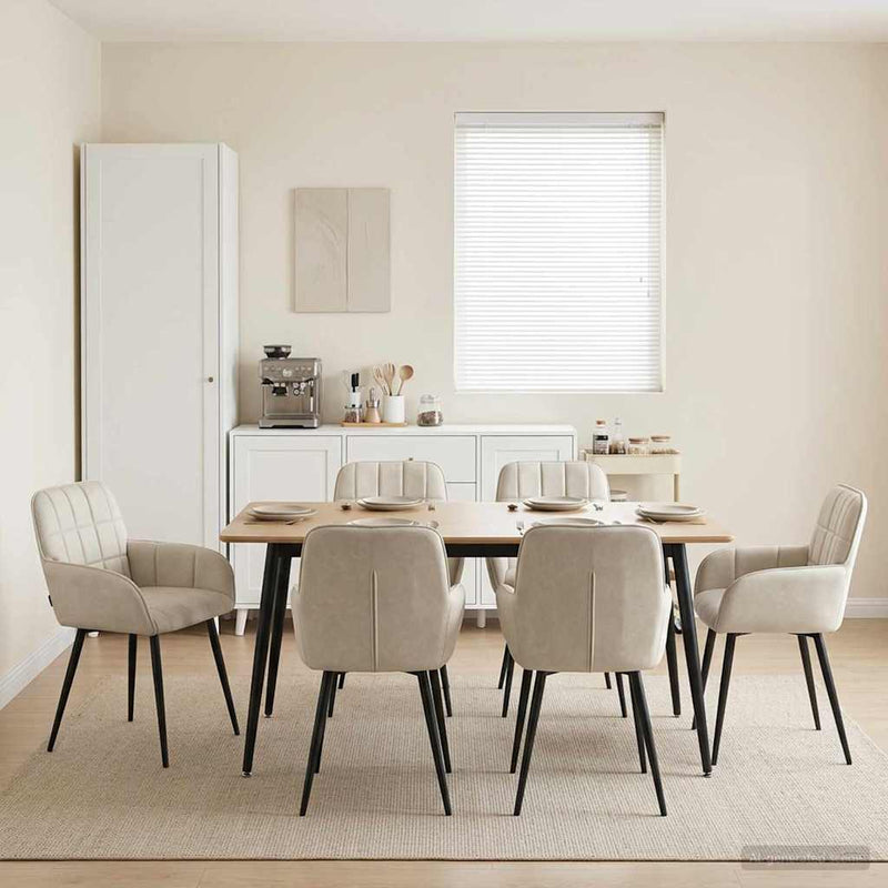 Scaune de dining 6 buc. Catifea Crem 56.5 x 50 x 85 cm