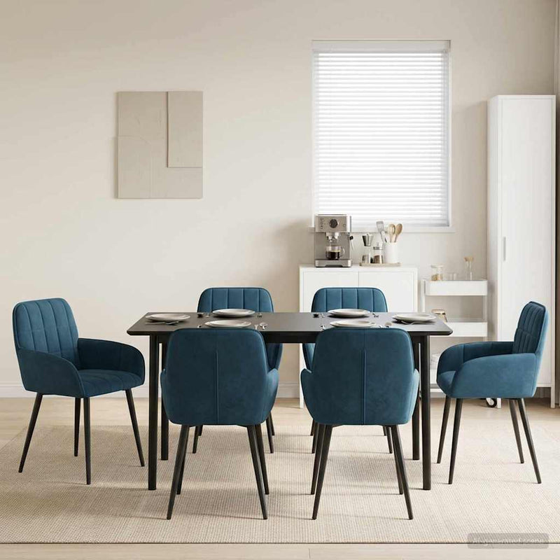 Scaune de dining 6 buc. Catifea albastru 56.5 x 50 x 85 cm
