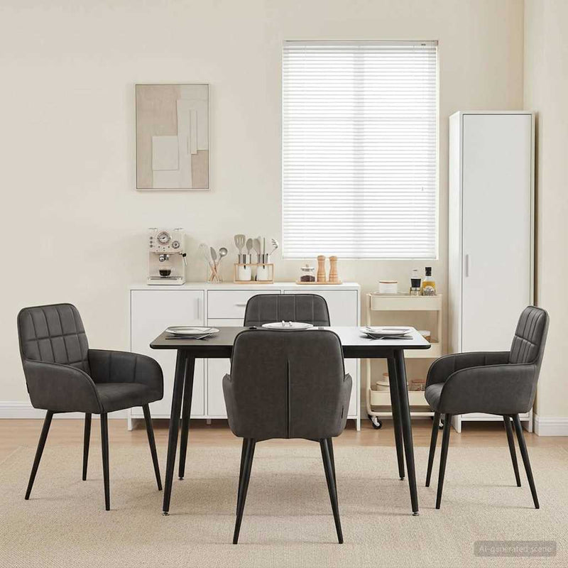 Scaune de dining 4 buc. Piele artificială Negru