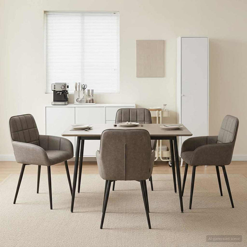 Scaune de dining 4 buc. Piele artificială Gri 56,5 x 50 x 85 cm