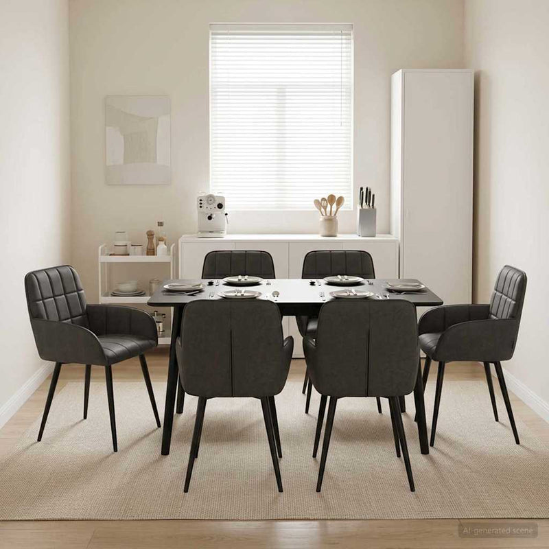 Scaune de dining 6 buc. Piele artificială Negru