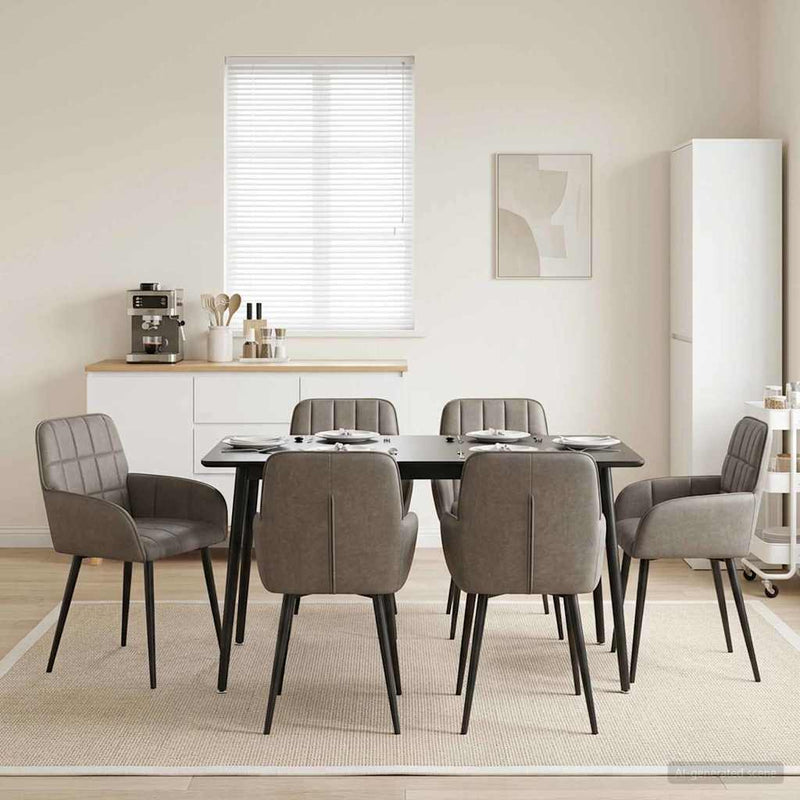 Scaune de dining 6 buc. Piele artificială Gri 56,5 x 50 x 85 cm