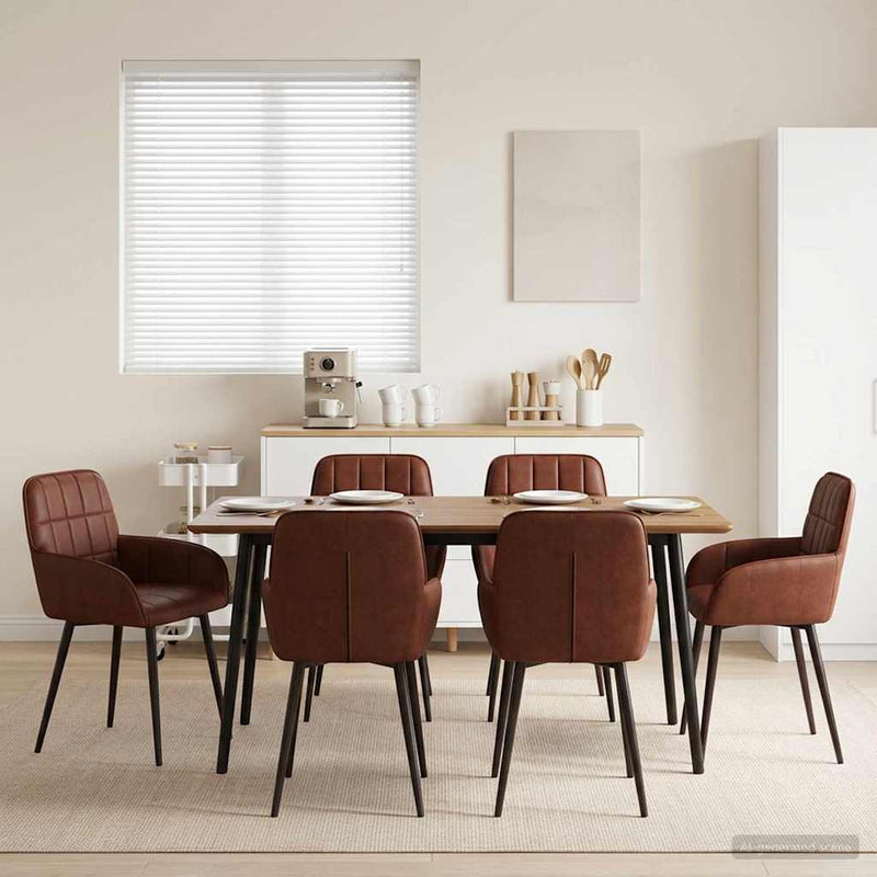 Scaune de dining 6 buc. Piele artificială Maro Lucios