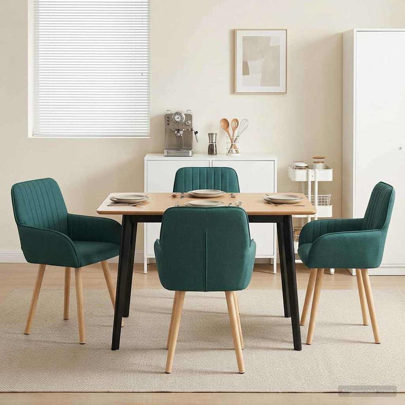 Scaune de dining 4 buc. Țesătură Verde închis