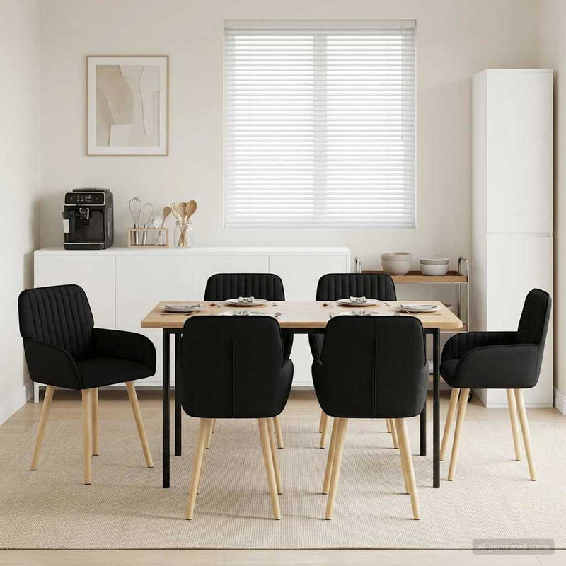 Scaune de dining 6 buc. Țesătură Negru 56,5 x 50 x 87,5 cm