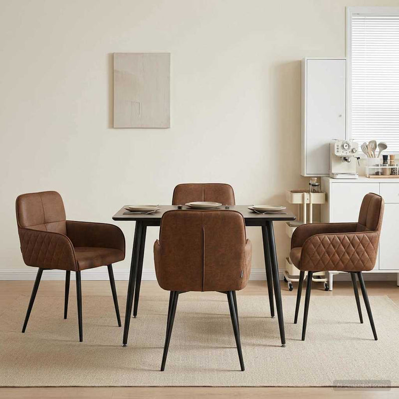 Scaune de dining 4 buc. Piele Suedată Sintetică Maro