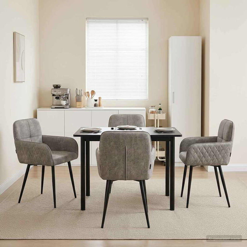 Scaune de dining 4 buc. Piele Suedată Sintetică Gri deschis