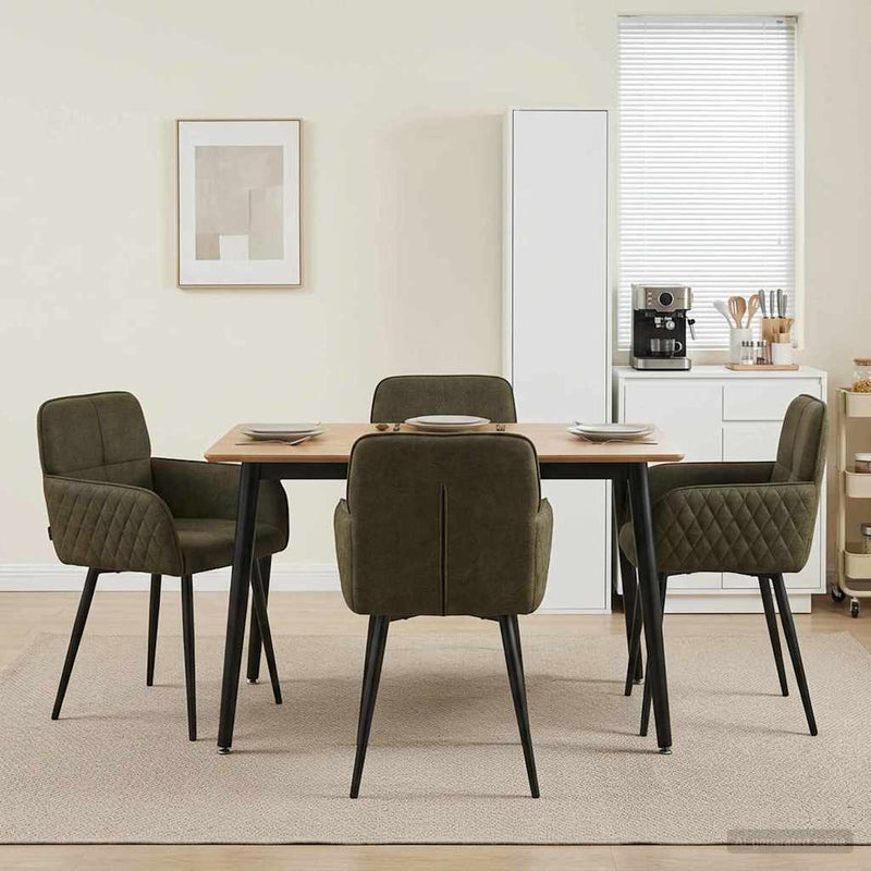 Scaune de dining 4 buc. Piele Suedată Sintetică Verde Army