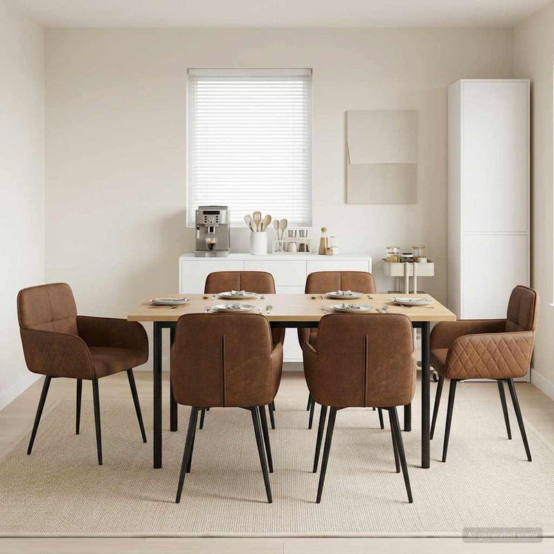 Scaune de dining 6 buc. Piele Suedată Sintetică Maro