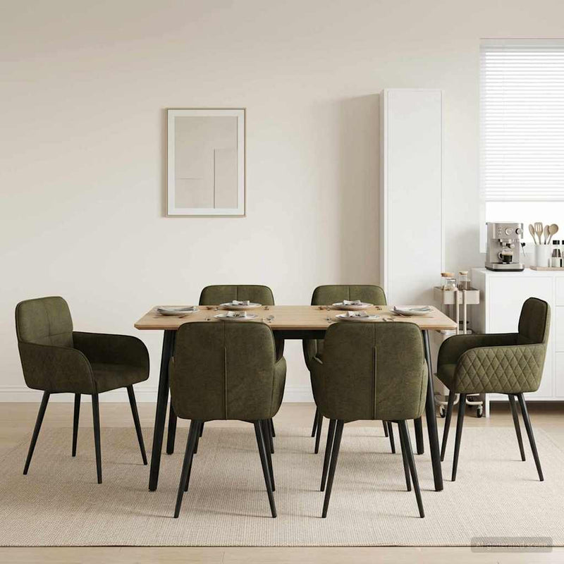 Scaune de dining 6 buc. Piele Suedată Sintetică Verde Army