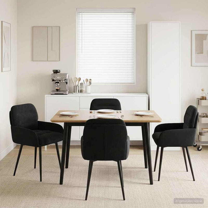 Scaune de dining 4 buc. Catifea Negru 59 x 59,5 x 90 cm