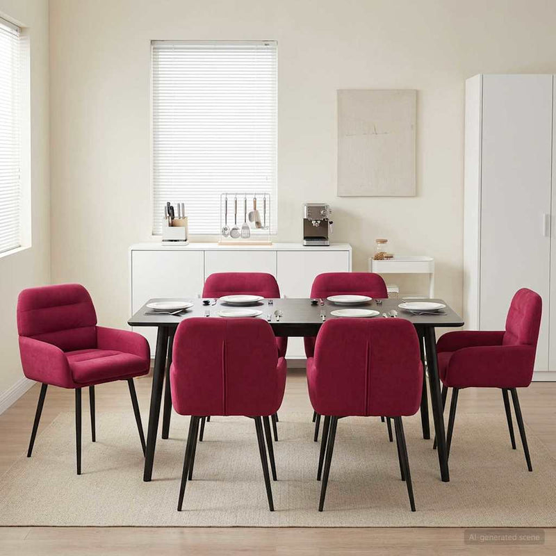 Scaune de dining 6 buc. Catifea Roșu Vin 59 x 59,5 x 90 cm