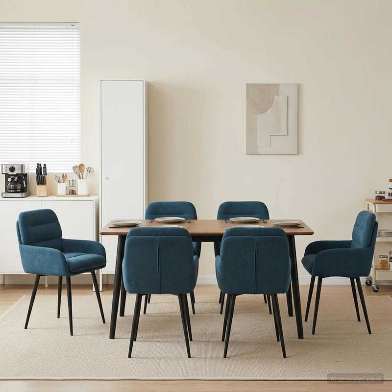 Scaune de dining 6 buc. Catifea albastru 59 x 59,5 x 90 cm