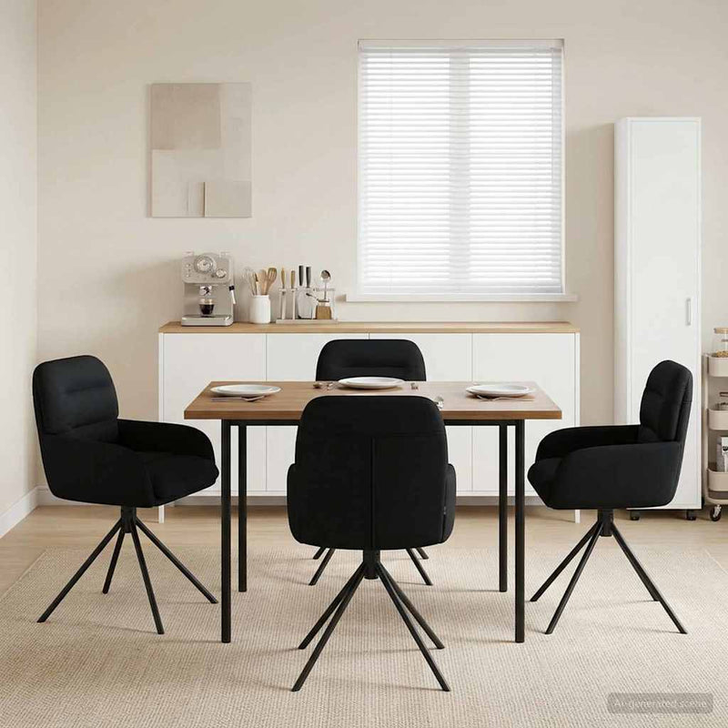 Scaune de dining rotative 4 buc. Piele artificială Negru