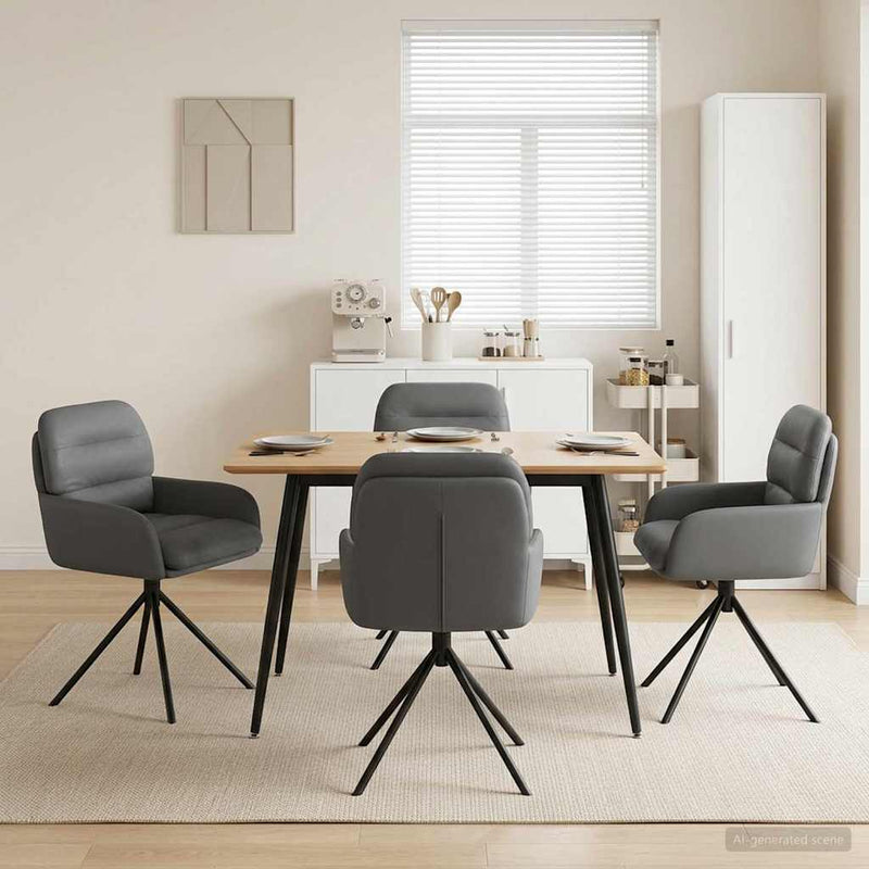 Scaune de dining rotative 4 buc. Piele artificială Gri