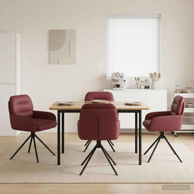 Scaune de dining rotative 4 buc. Piele artificială Roșu Vin