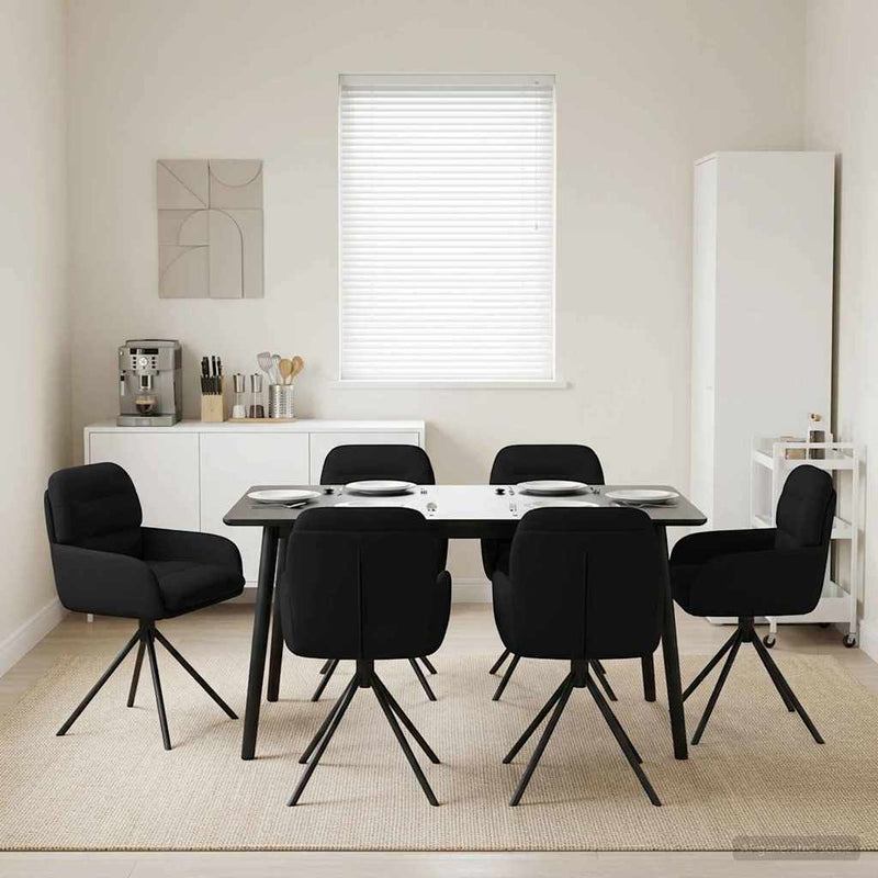 Scaune de dining rotative 6 buc. Piele artificială Negru