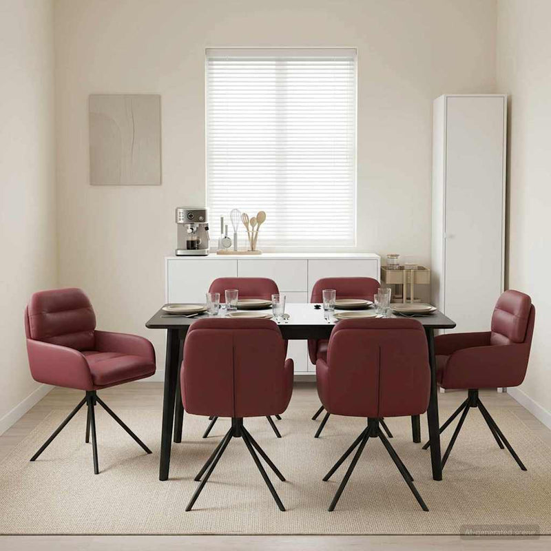 Scaune de dining rotative 6 buc. Piele artificială Roșu Vin