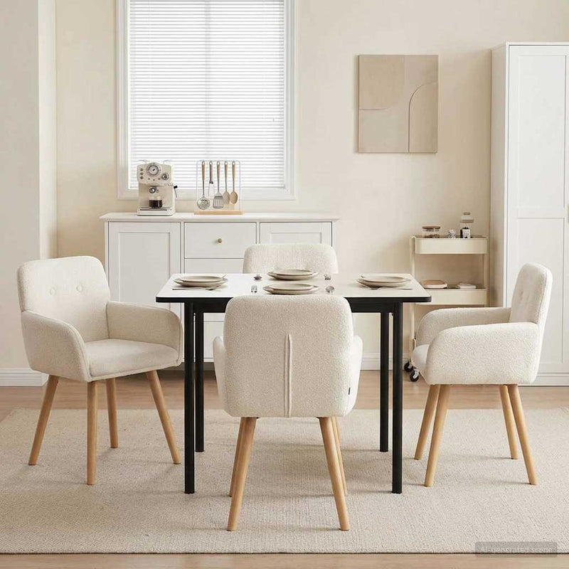 Scaune de dining 4 buc. Bouclé Crem 59 x 56,5 x 85 cm