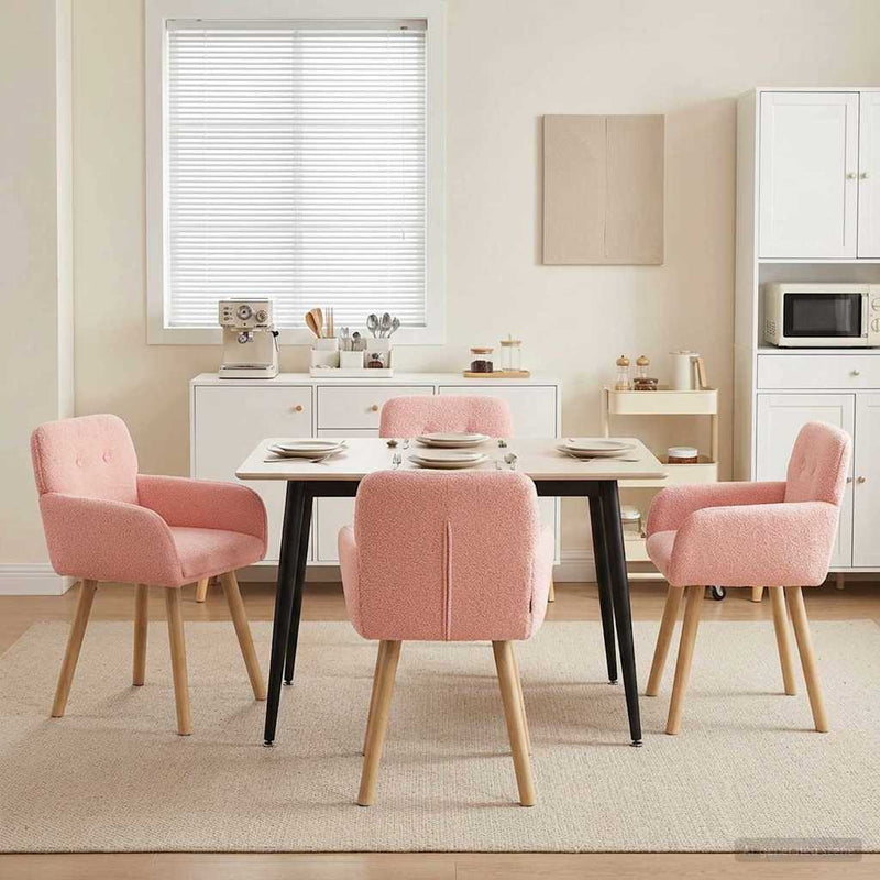 Scaune de dining 4 buc. Bouclé Roz 59 x 56,5 x 85 cm