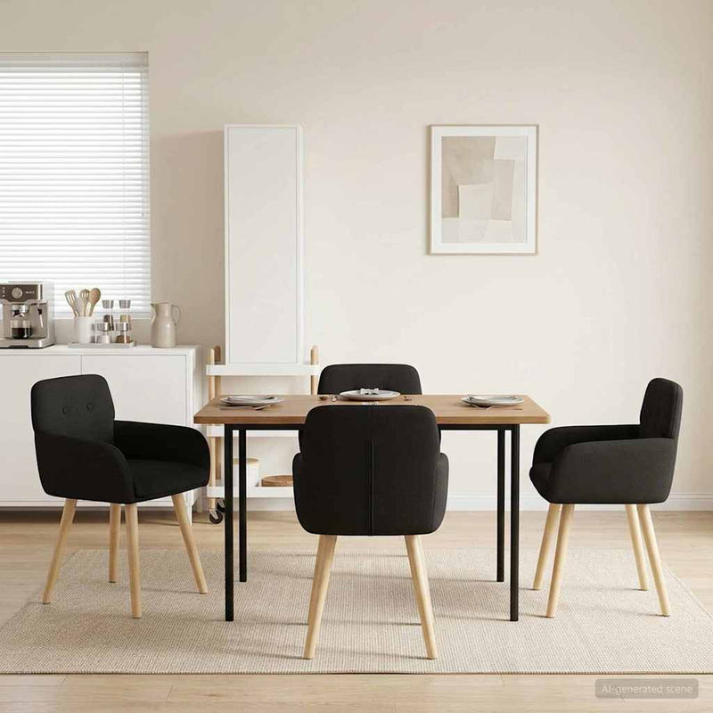 Scaune de dining 4 buc. Bouclé Negru 59 x 56,5 x 85 cm
